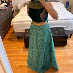 Elegant Green and Teal Women's Dress